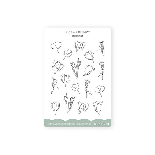 tulip line illustration stickers