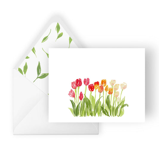 tulip field greeting card