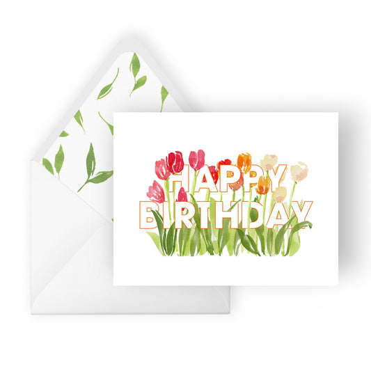 tulips birthday greeting card