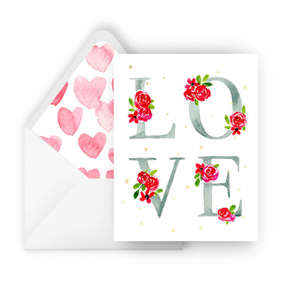 LOVE with flowers greeting card