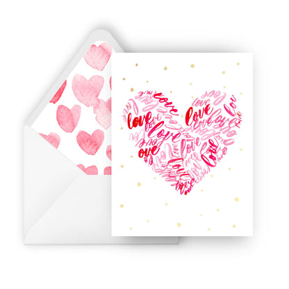 love love love in a heart greeting card