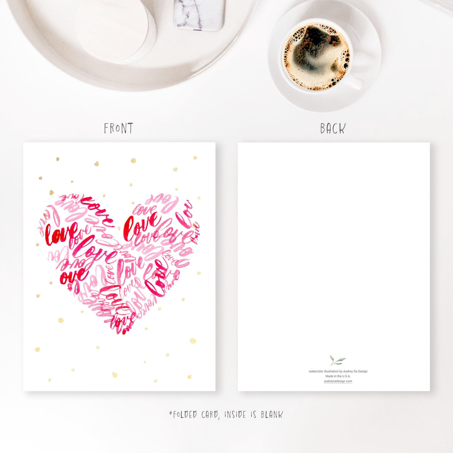 love love love in a heart greeting card