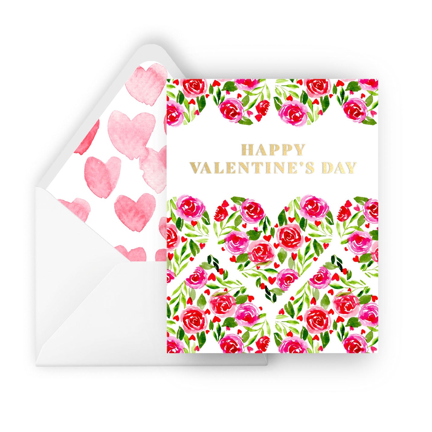 happy valentine's day hearts florals greeting card