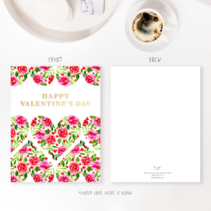 happy valentine's day hearts florals greeting card