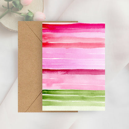 valentines day stripes mini notecard