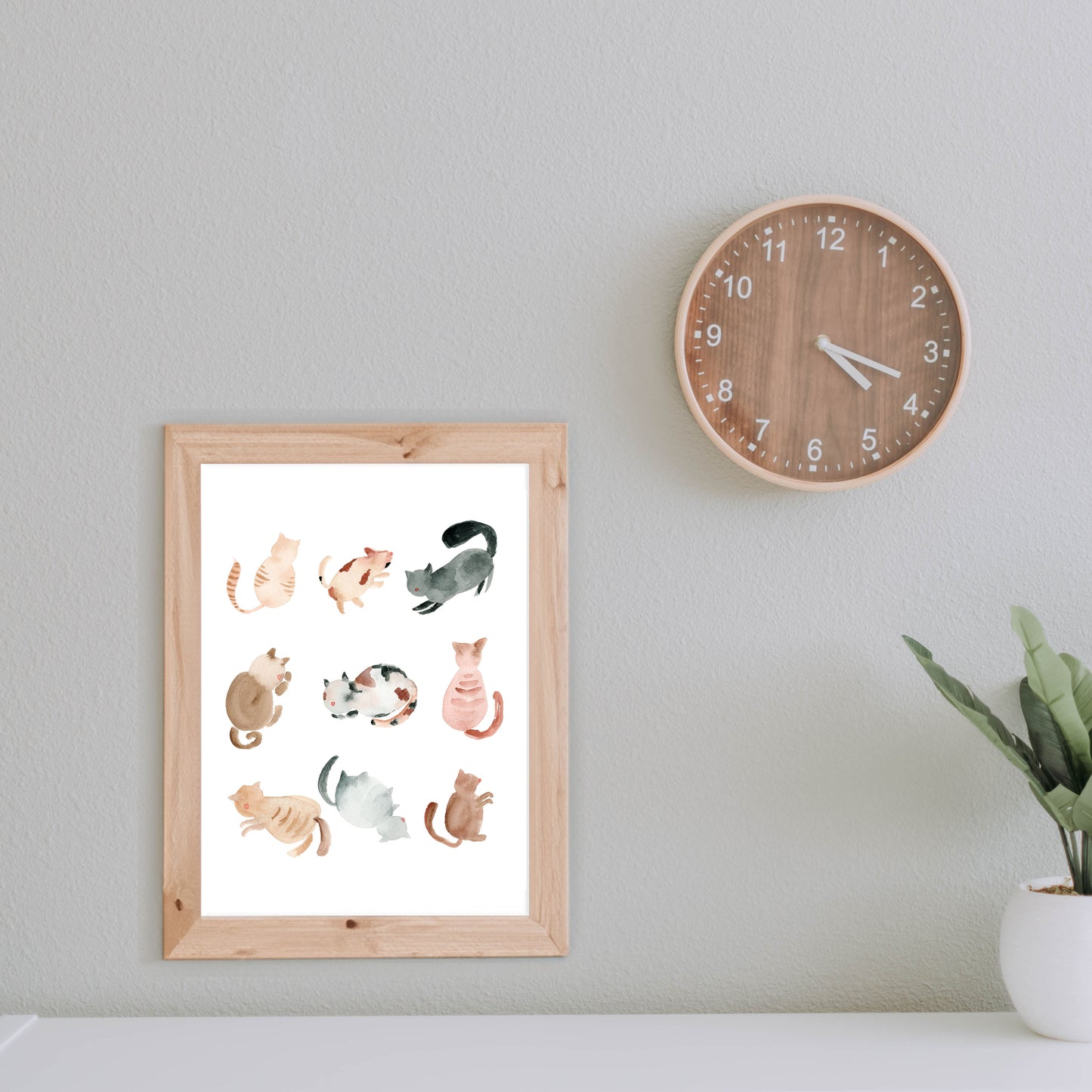 blobby watercolor cats art print