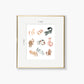 blobby watercolor cats art print