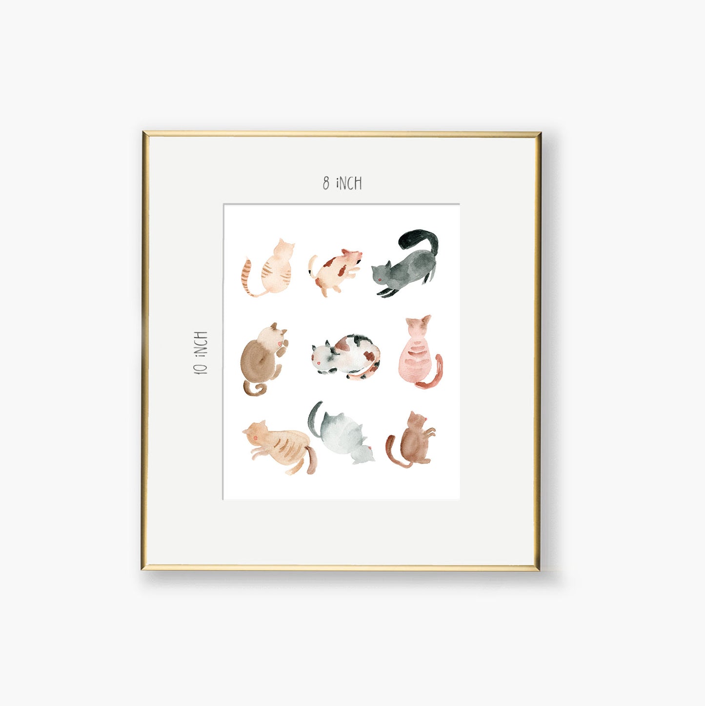 blobby watercolor cats art print