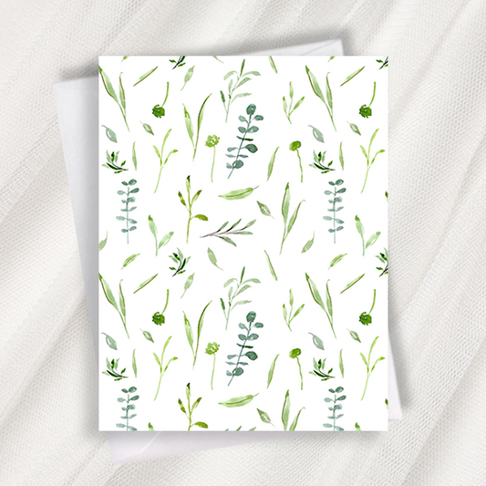 greenery wildflowers pattern greeting card