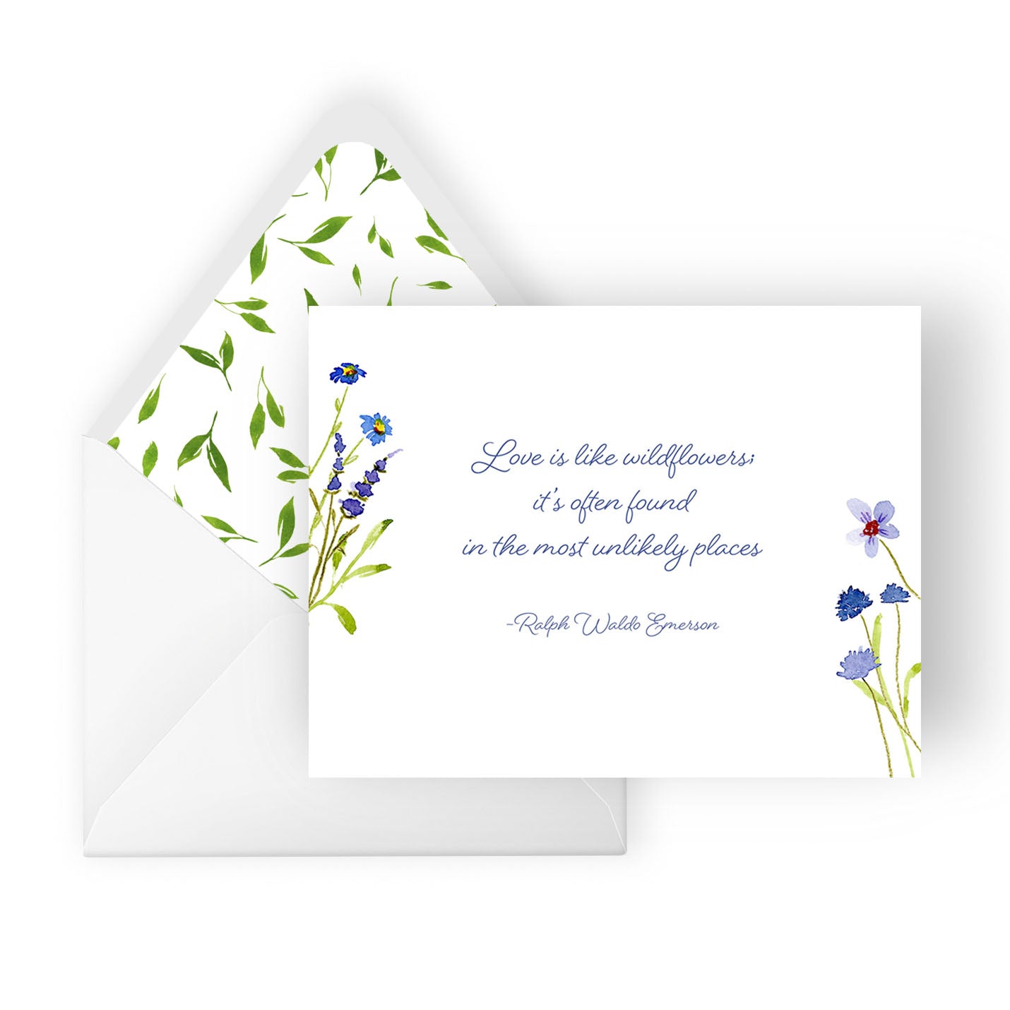 blue and violet wildflowers greeting card