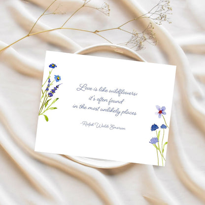 blue and violet wildflowers greeting card