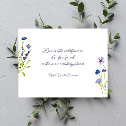 blue and violet wildflowers greeting card