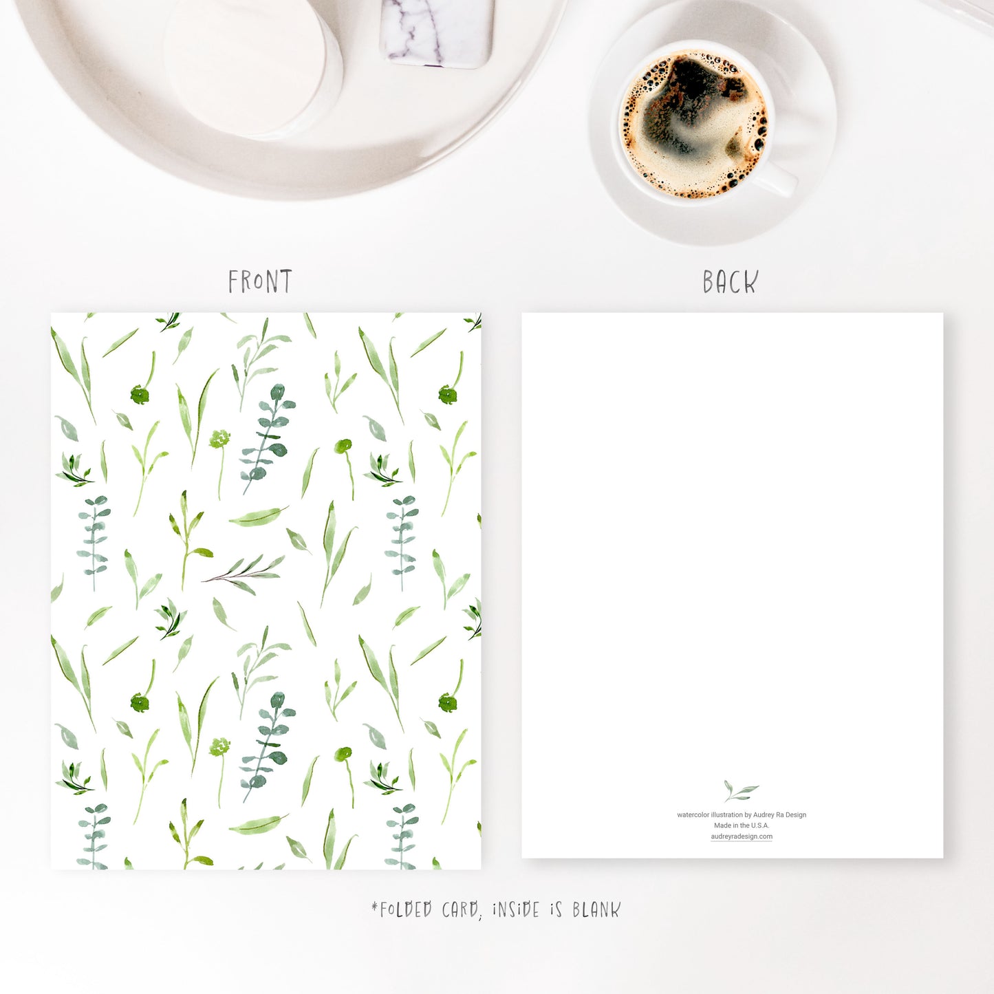 greenery wildflowers pattern greeting card