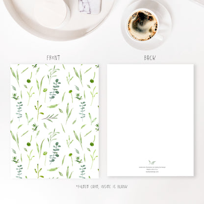 greenery wildflowers pattern greeting card