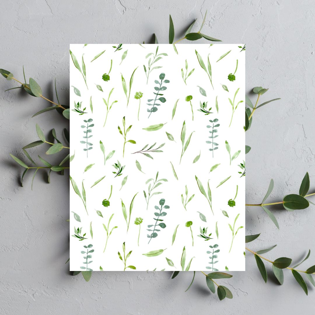 greenery wildflowers pattern greeting card