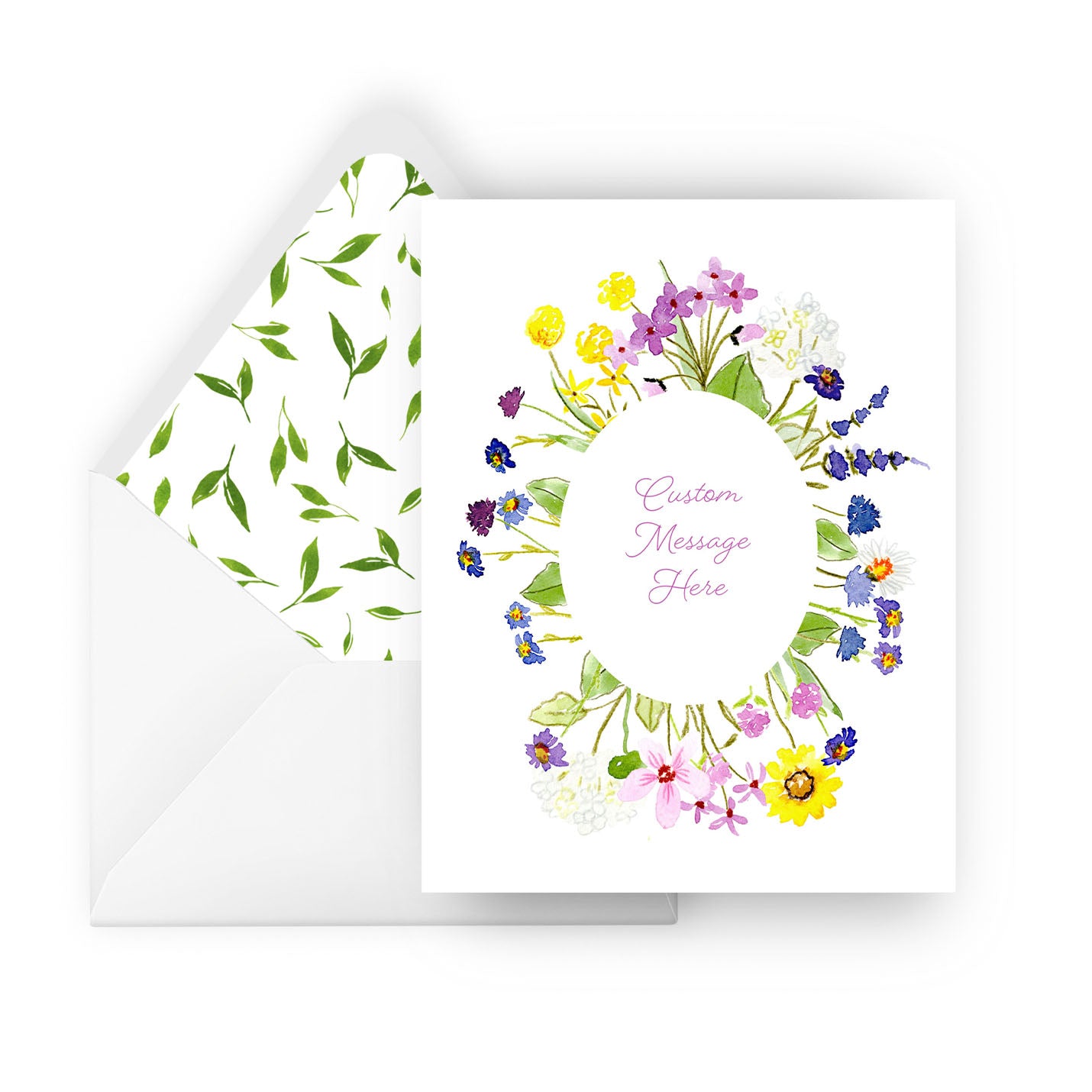 wildflowers oval personalized greeting card