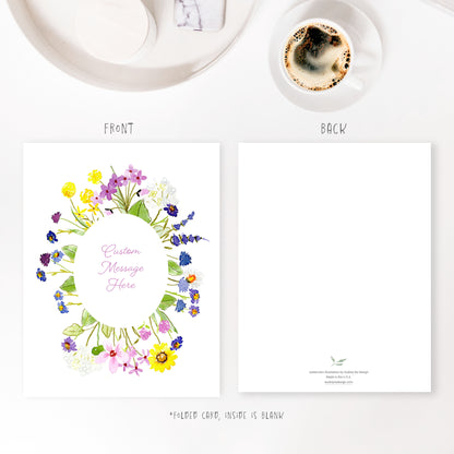 wildflowers oval personalized greeting card