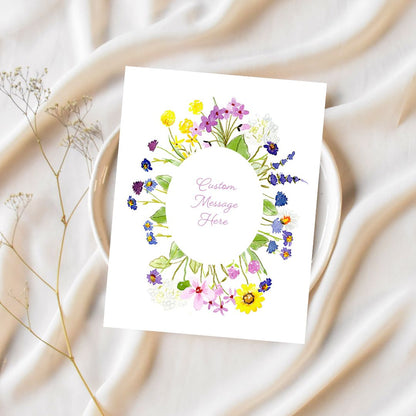 wildflowers oval personalized greeting card