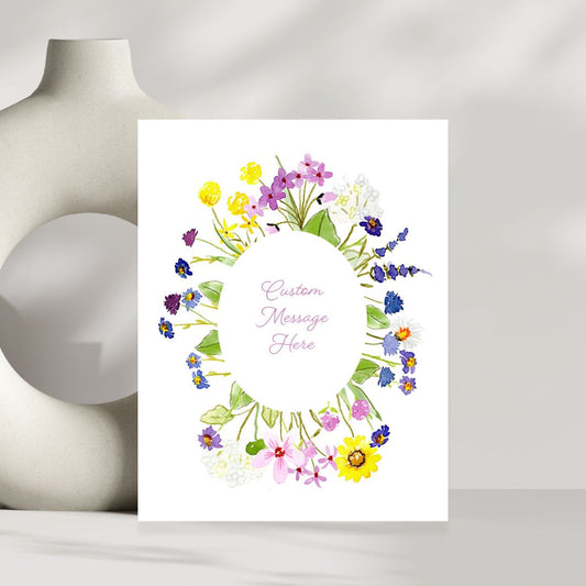 wildflowers oval personalized greeting card