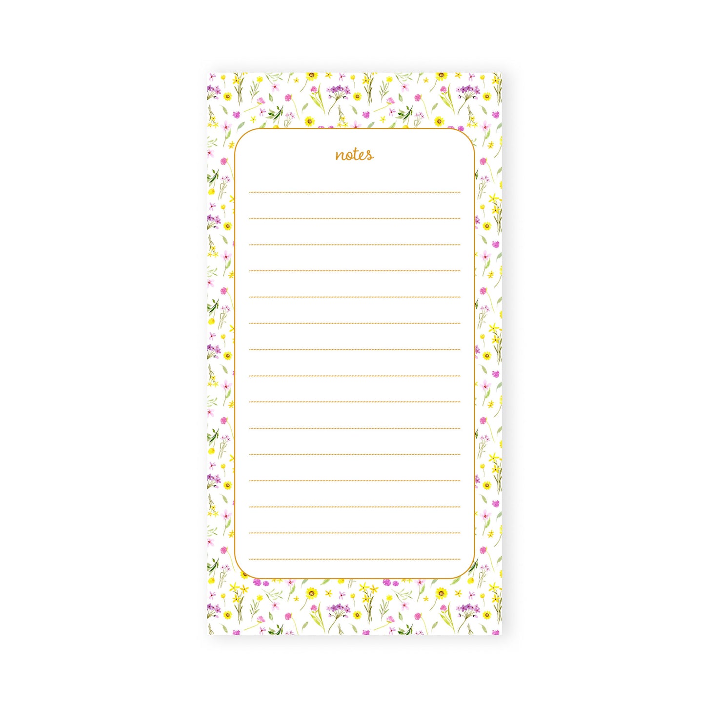 pink and yellow wildflowers notepad