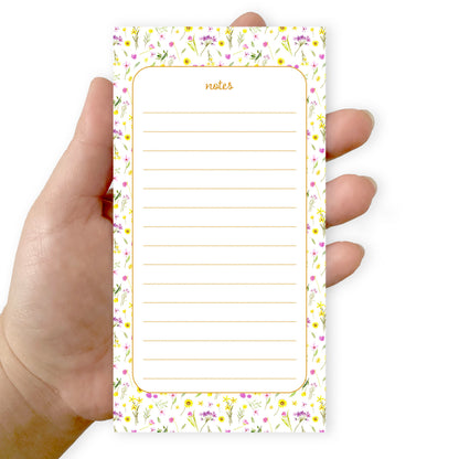 pink and yellow wildflowers notepad