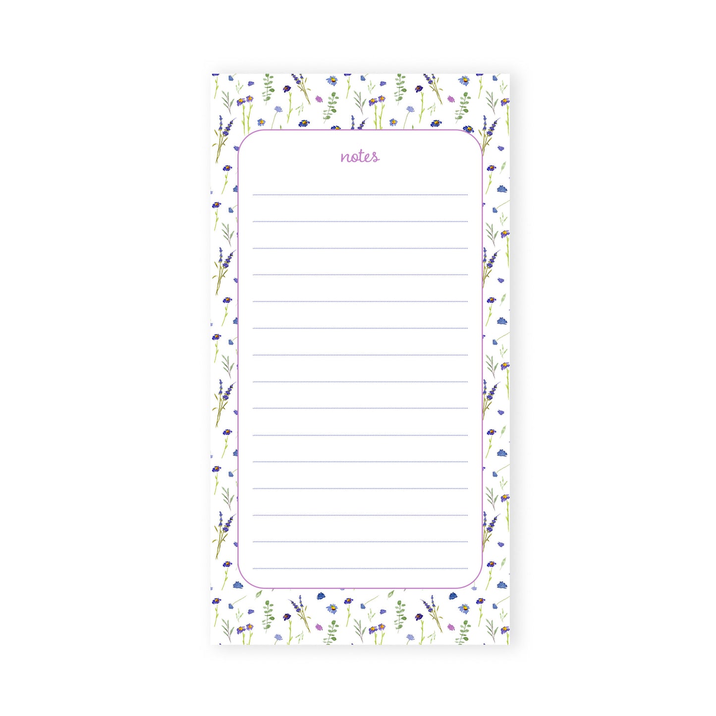 blue and violet wildflowers notepad