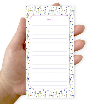 blue and violet wildflowers notepad