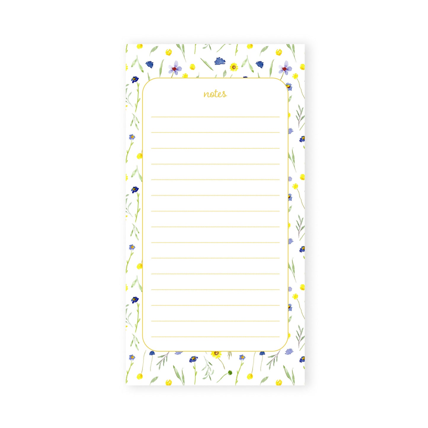 yellow and blue wildflowers notepad