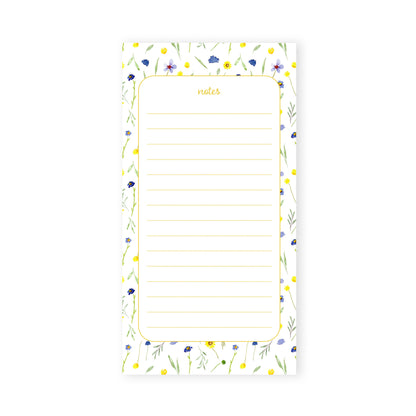 yellow and blue wildflowers notepad