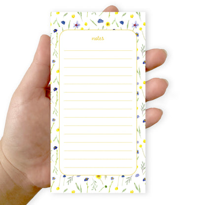 yellow and blue wildflowers notepad