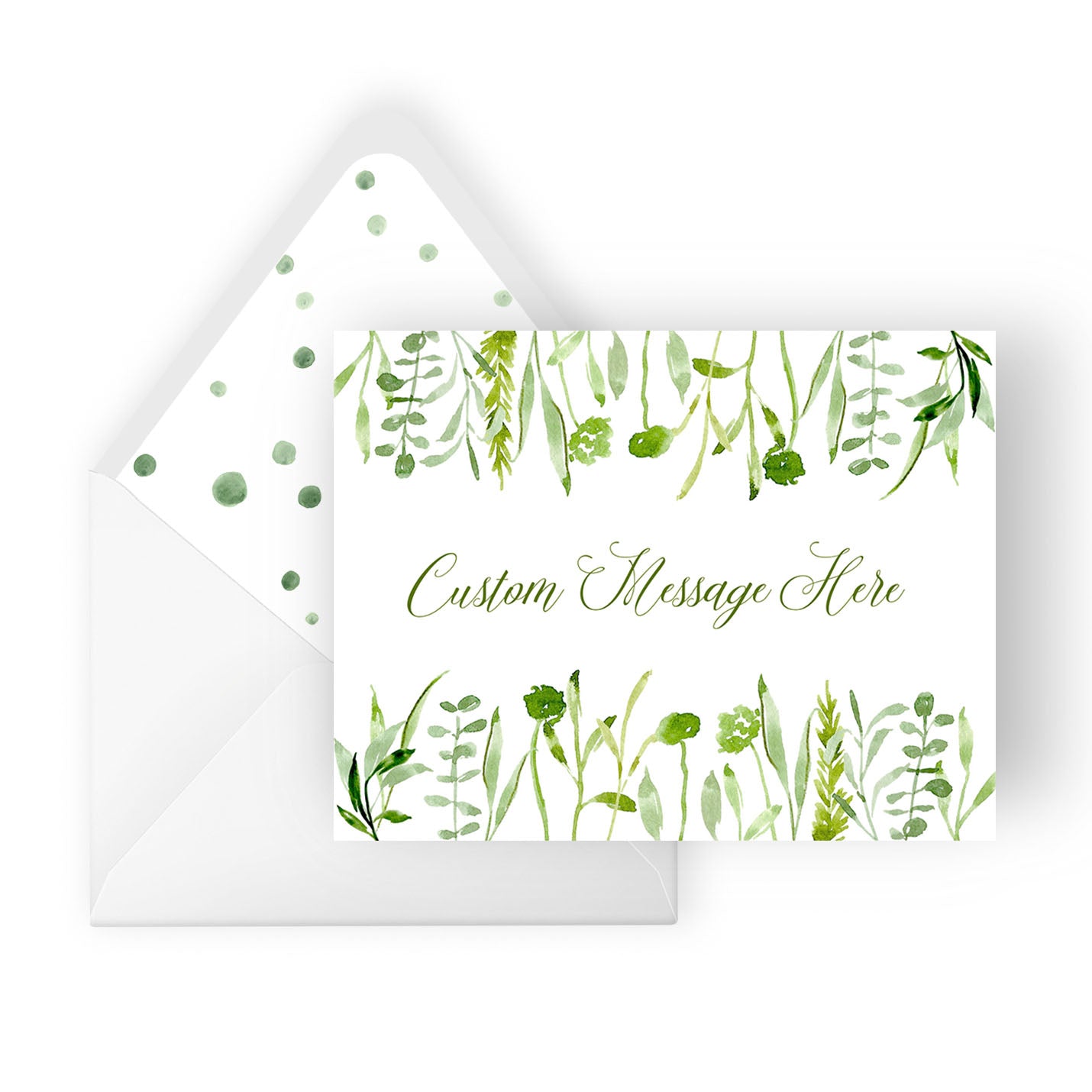 greenery wildflowers personalized greeting card