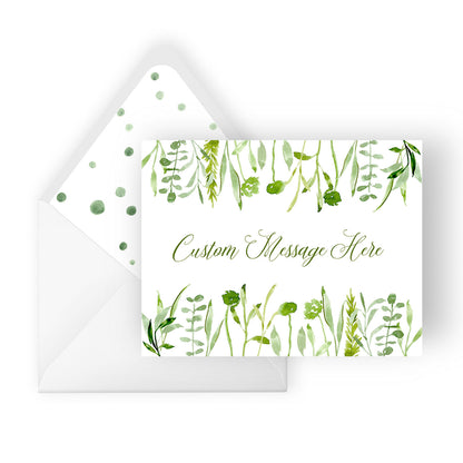 greenery wildflowers personalized greeting card