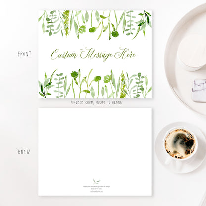 greenery wildflowers personalized greeting card