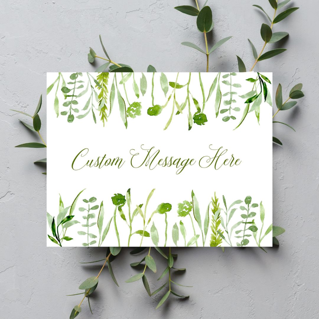 greenery wildflowers personalized greeting card