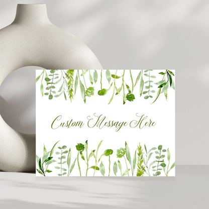 greenery wildflowers personalized greeting card